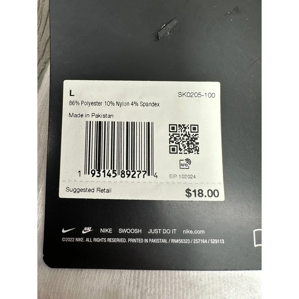 Nike Dri-FIT Crew Socks Mens L White Black Striped Athletic 4 Pairs NEW